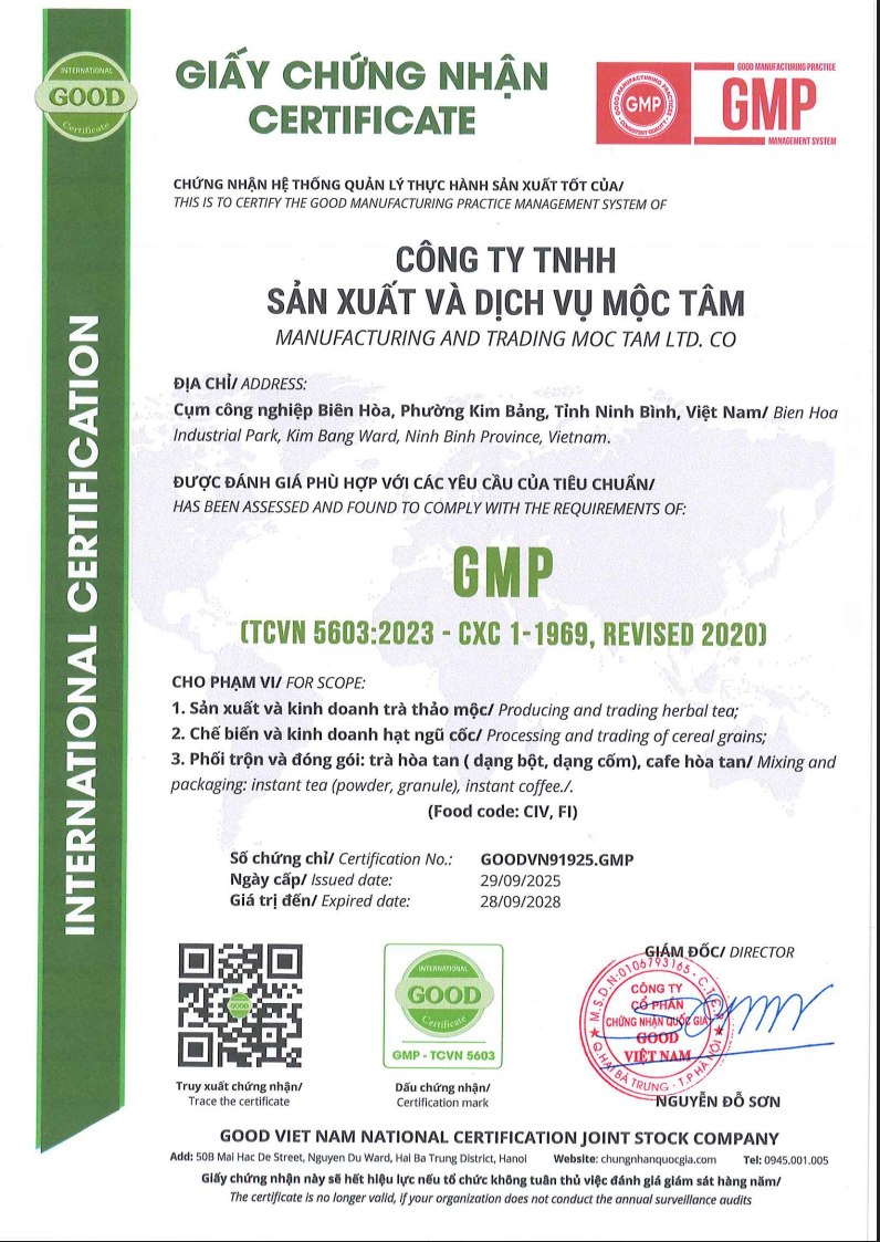 Chứng nhận GMP của cơ sở sản xuất