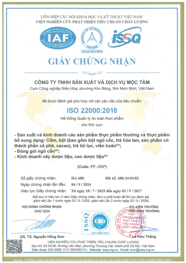 Chứng nhận ISO 22000:2018