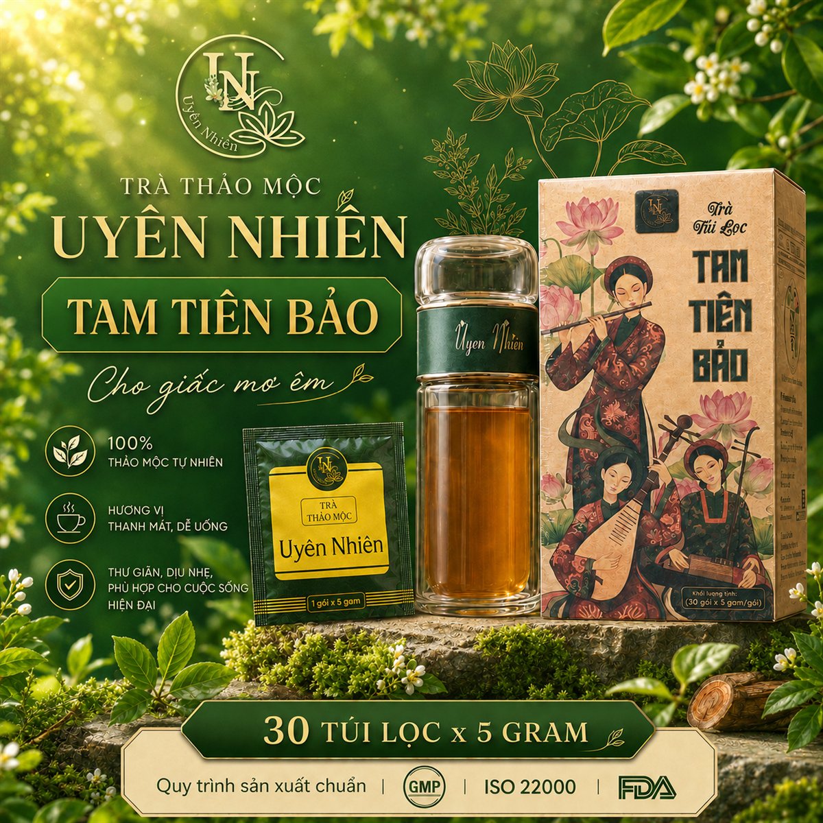 Trà Tam Tiên Bảo — 8 vị thảo mộc hỗ trợ giấc ngủ